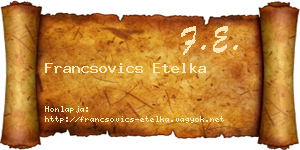 Francsovics Etelka névjegykártya